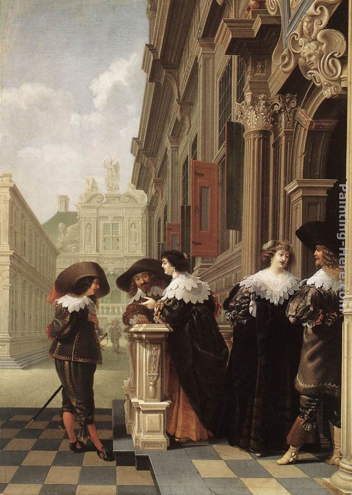 Dirck van Delen Conversation outside a Castle